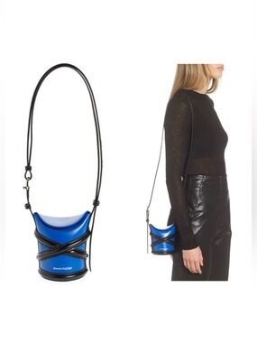 NWT Alexander McQueen Authentic Royal Blue with Black Wrap Mini Shoulder Bag
